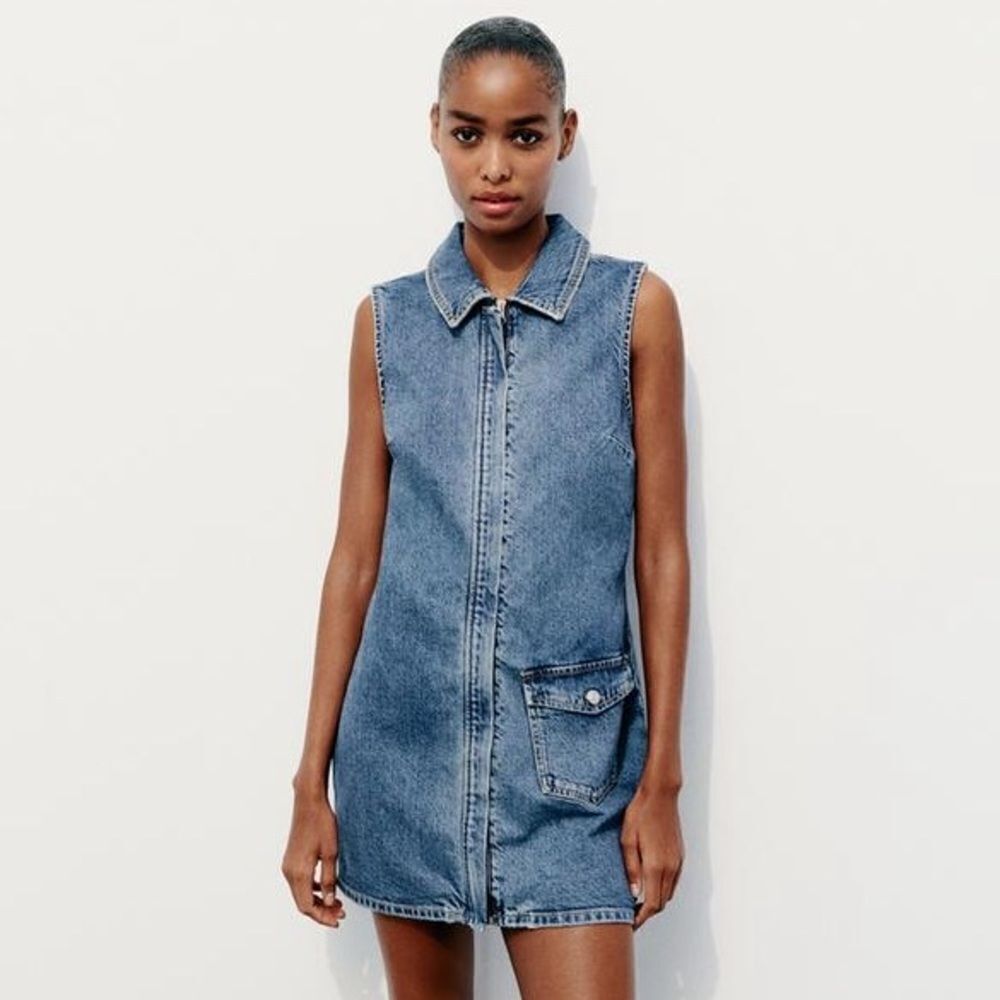 ZARA TRF FITTED DENIM DRESS - Picture 11 of 11